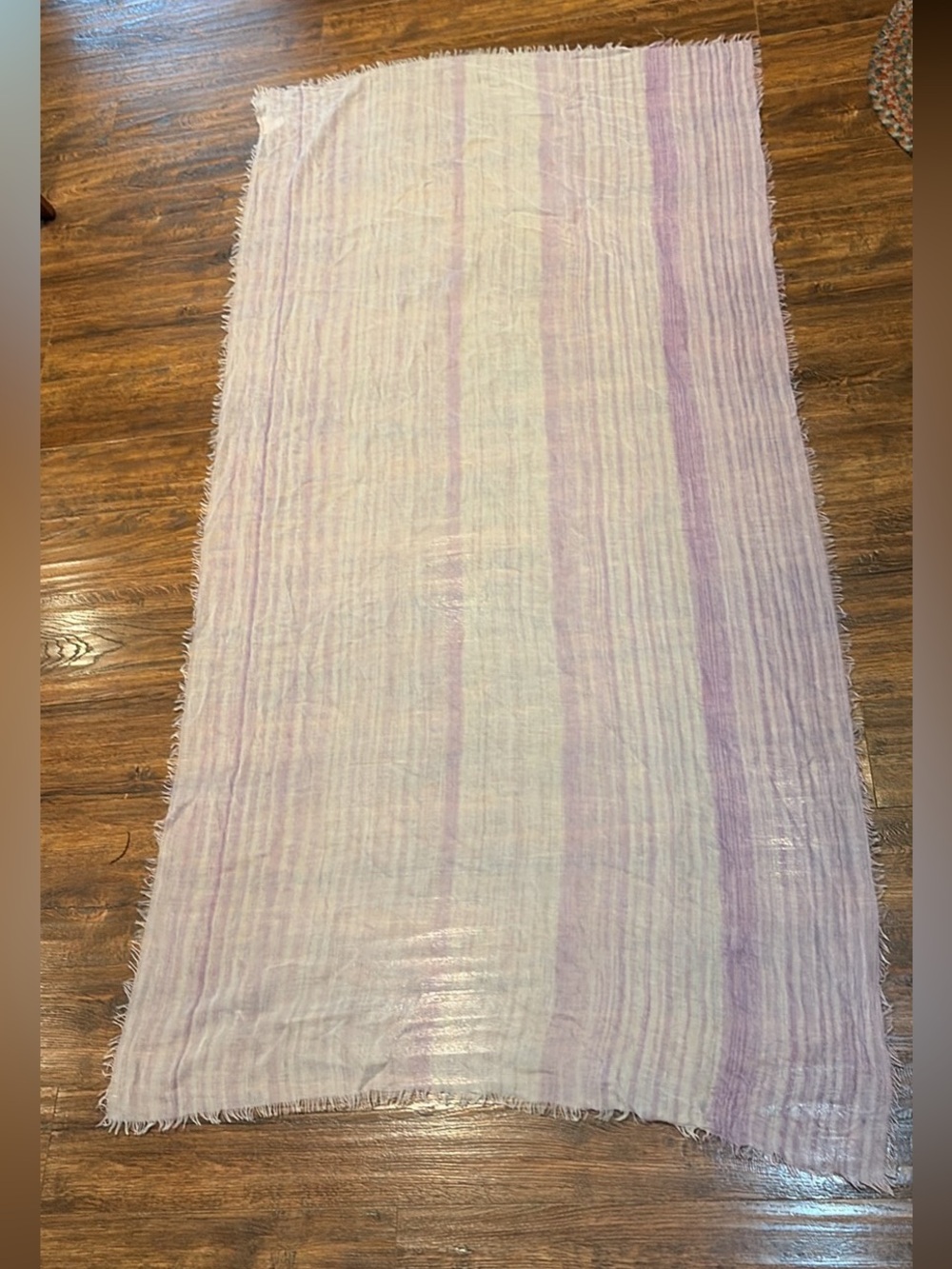 Purple and White Striped Lightweight Scarf